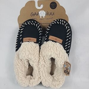 NEW GAA HUU Women's Slippers Black Fleece Memory Foam Sherpa Lined Cozy Sz 5-6